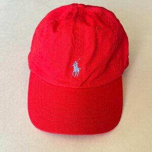 Polo Ralph Lauren Pony Logo Cotton Adjustable Baseball Cap Hat Red Reef